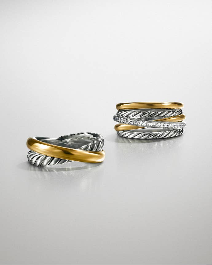 Two David Yurman Crossover rings.